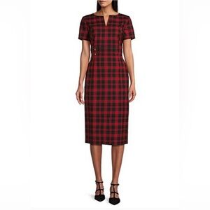 Preston & York Women’s Blake Midi Red & Green Tartan Plaid Holiday Dress Size 18